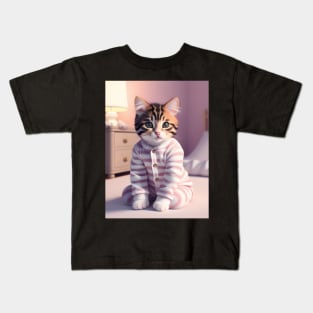 Beautiful cat in pajamas Kids T-Shirt